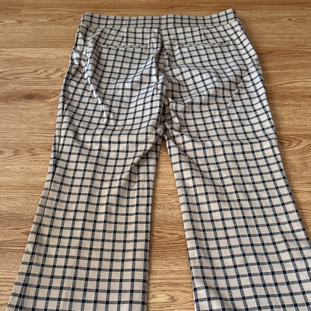 Ann Taylor Factory Plaid Boot Cut Pants - Black and Cream - Picture 7 of 9